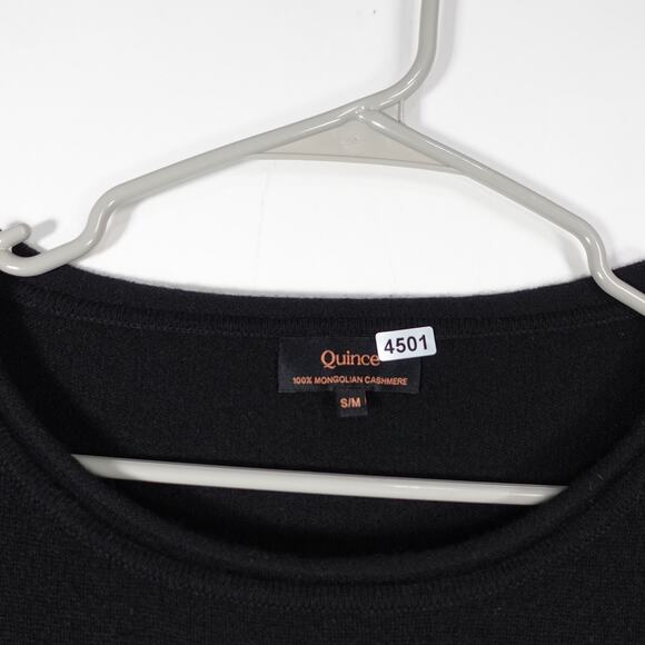 EUC Quince Women’s Mongolian Cashmere Batwing Sweater Black Sm/Med Relaxed Fit - Picture 4 of 9